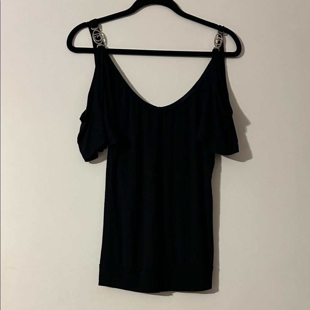 Guess Vintage cold shoulder top with G Bling XS